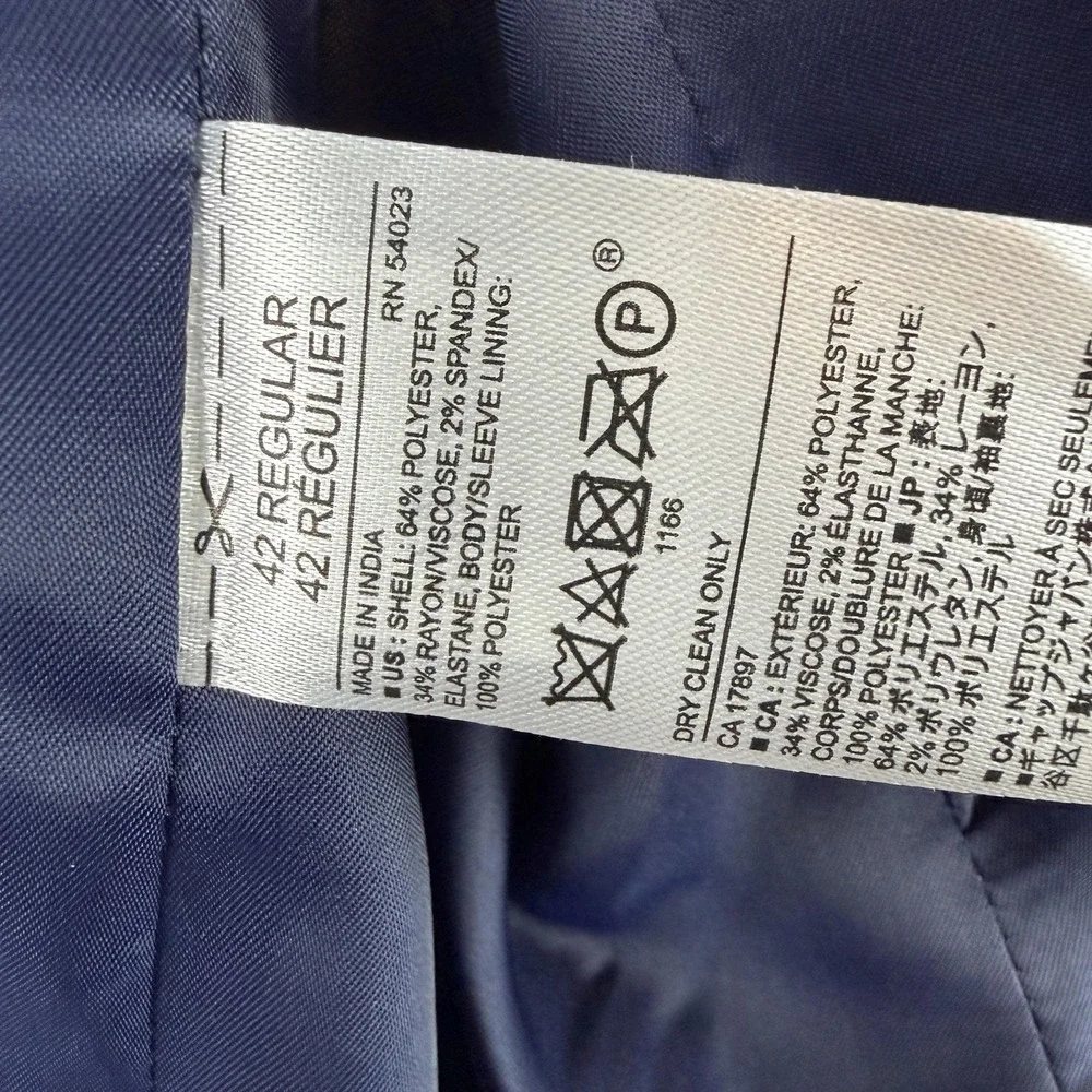 Banana Republic‎ Suit Jacket Mens 42R Blue Slim Fit Stretch Striped 2 Button